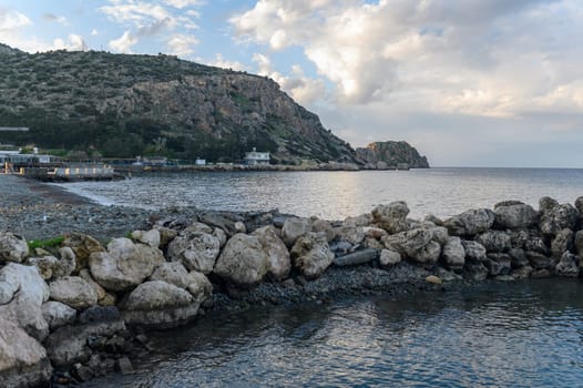 Mediterranean bay and mountains in Cyprus in winter 2