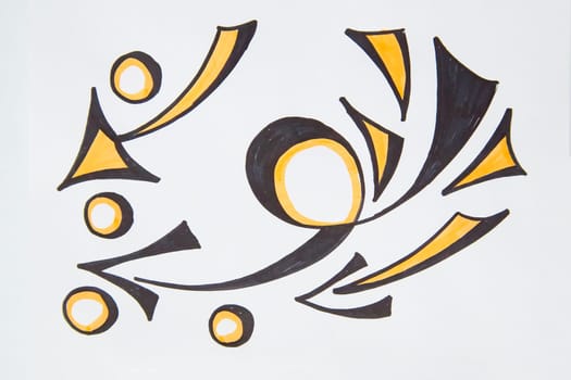 Elegant rounded curly Hand drawn black marker arrows. Concept of business, choosing direction, moving forward. Abstract sign, background, pattern. Blurred