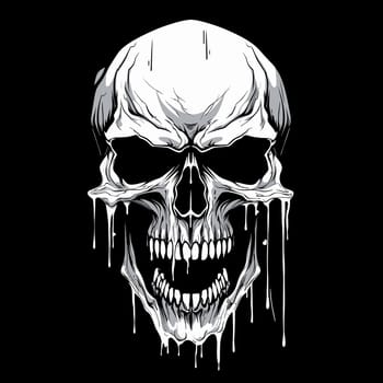 Skull in psychedelic vector pop art style. Graphic design for t-shirt print, sticker, poster, etc.