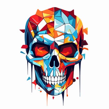 Skull in psychedelic vector pop art style. Graphic design for t-shirt print, sticker, poster, etc.