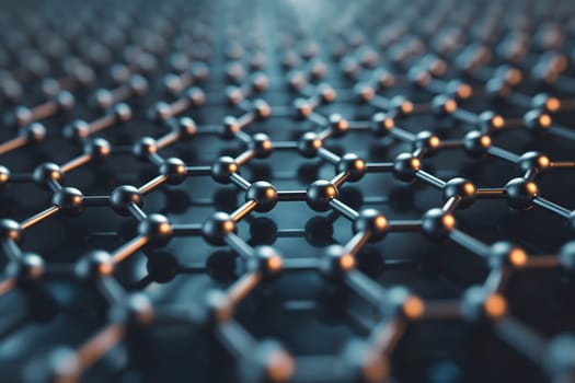 Hexagonal grid pattern of molecular structure of Graphene. Neural network generated image. Not based on any actual scene or pattern.