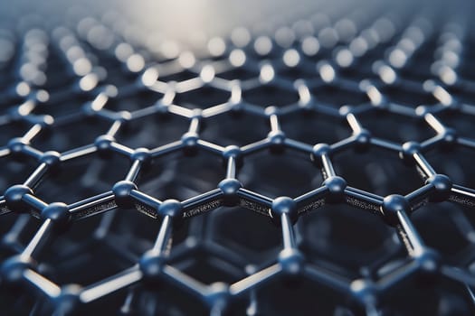 Hexagonal grid pattern of molecular structure of Graphene. Neural network generated image. Not based on any actual scene or pattern.