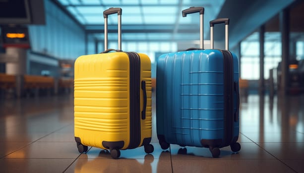 The concept of tourism and travel. Suitcases at the airport. High quality illustration