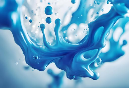 Color drop of blue and white paint