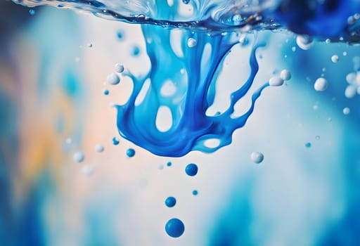 Color drop of blue and white paint