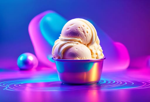 Vanilla ice cream and vibrant bold
