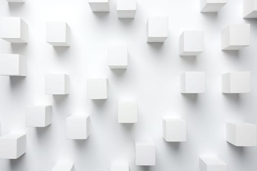 Abstract background of white cubes protruding from each other.