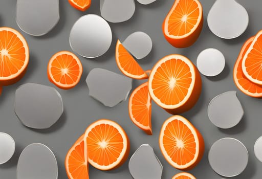 Sliced silver metallic orange fruit