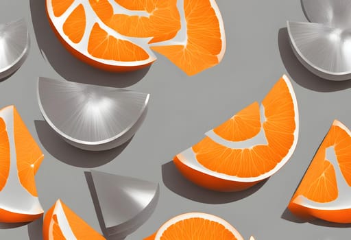 Sliced silver metallic orange fruit