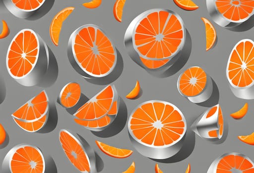 Sliced silver metallic orange fruit