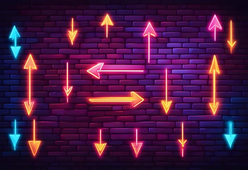 Glowing neon arrows futuristic