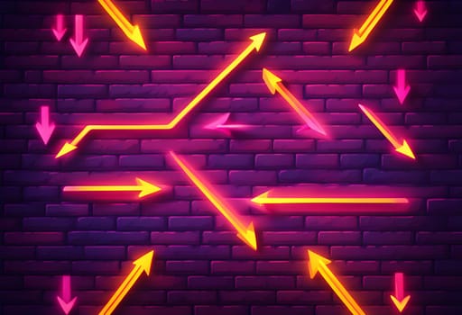 Glowing neon arrows futuristic