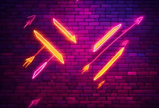 Glowing neon arrows futuristic