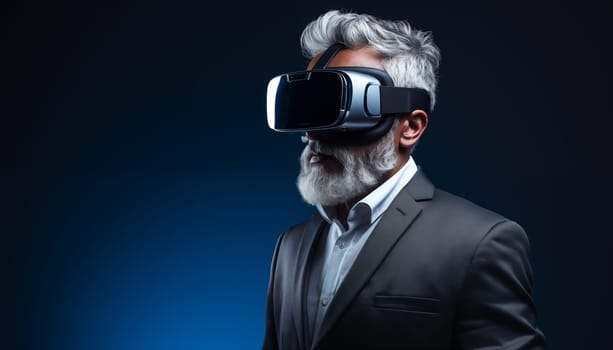 Man in VR glasses. High quality photo