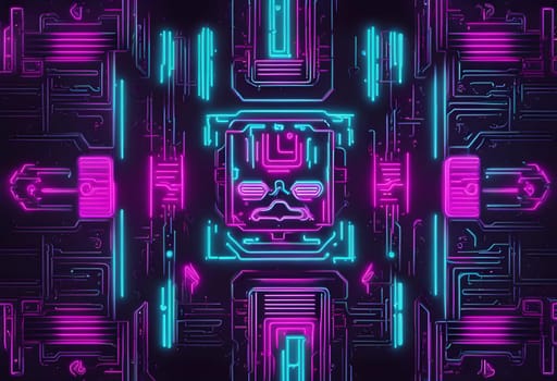 Neon style metal background cyberpunk concept. ai generated