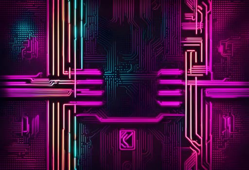 Neon style metal background cyberpunk concept. ai generated