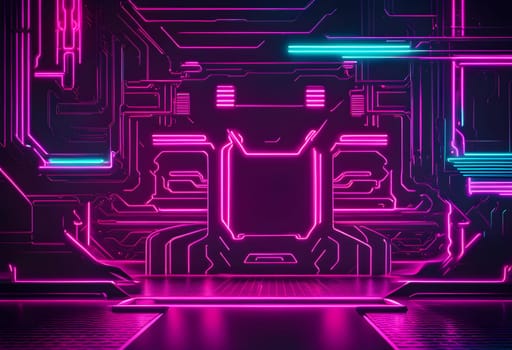 Neon style metal background cyberpunk concept. ai generated