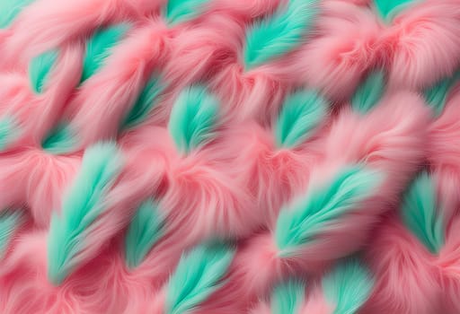 Faux fur detail flat lay gradient pink. Ai generated