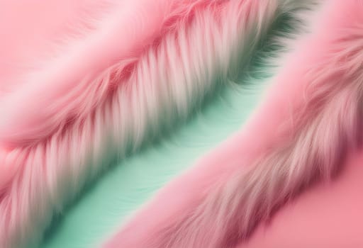 Faux fur detail flat lay gradient pink. Ai generated