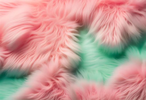 Faux fur detail flat lay gradient pink. Ai generated