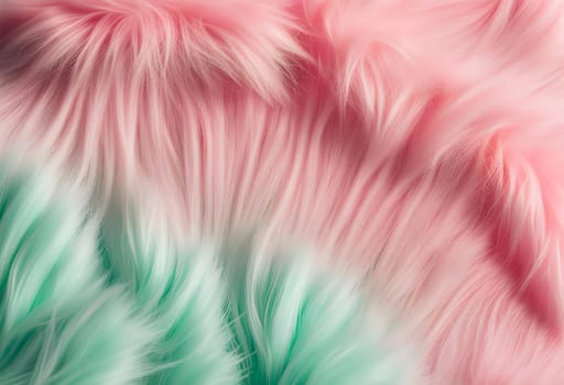 Faux fur detail flat lay gradient pink. Ai generated