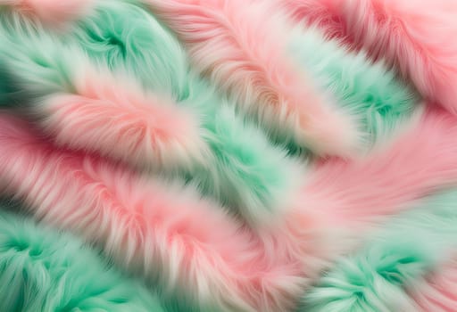 Faux fur detail flat lay gradient pink. Ai generated