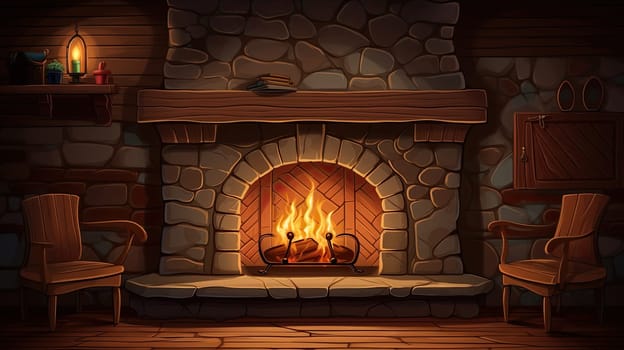 Cozy fireplace in the interior