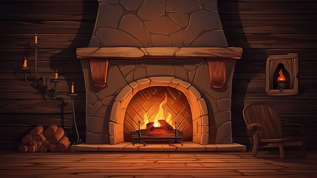 Cozy fireplace in the interior