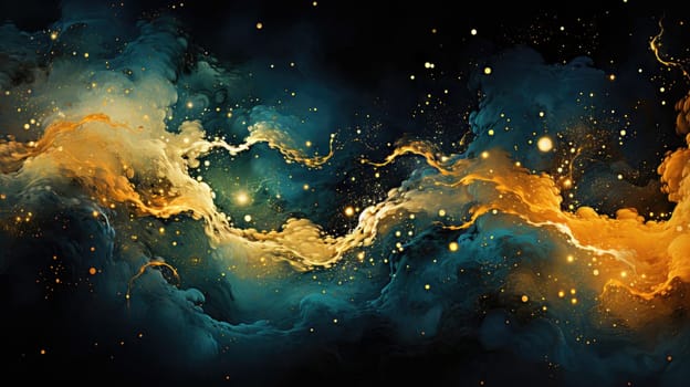 dark sea black ocean and gold abstract wallpaper, ai