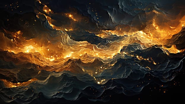 dark sea black ocean and gold abstract wallpaper, ai