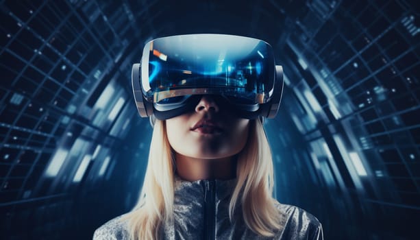 Woman in VR glasses. High quality photo