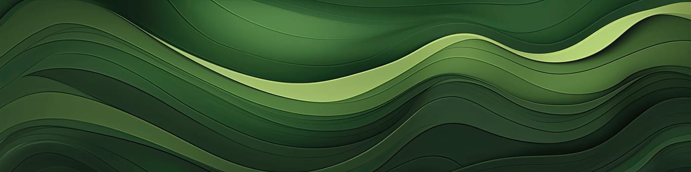 Banner with green waves background illustration with dark olive drab
