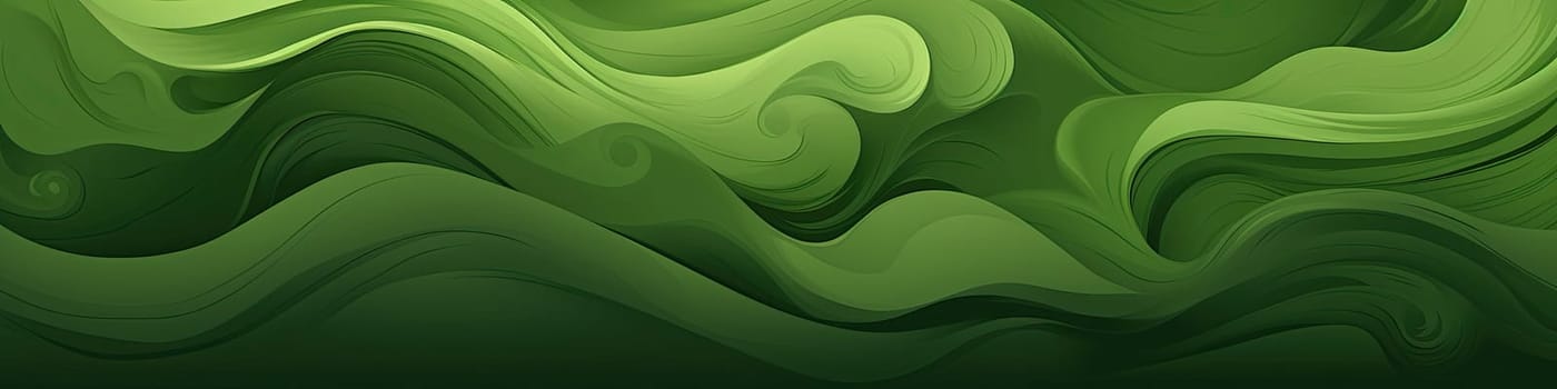 Banner with green waves background illustration with dark olive drab