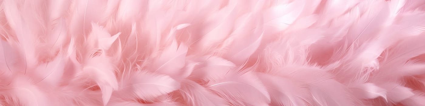Banner of an abstract light pink feathers as a background texture