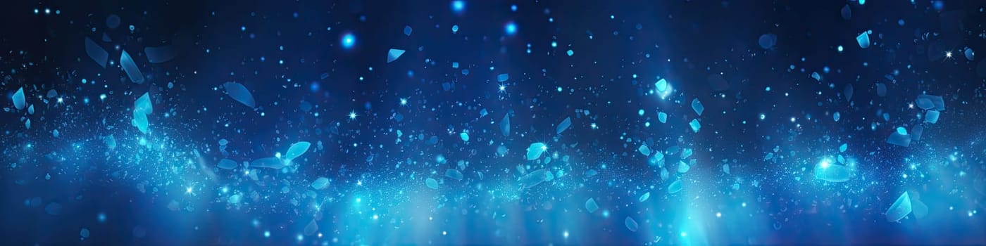 Blue glow particles abstract bokeh background and texture as banner