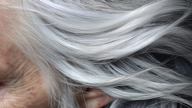 Detail to gray woman hair, an old age concept