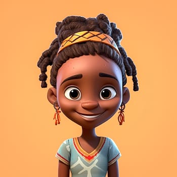 Vibrant and lively, this African child cartoon character radiates joy and innocence, captivating viewers with its charming and expressive features.