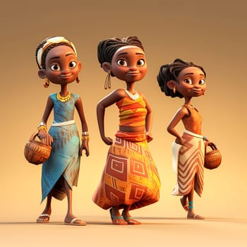 Vibrant and lively, this African child cartoon character radiates joy and innocence, captivating viewers with its charming and expressive features.