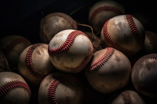 Close Up of Used Baseballs.