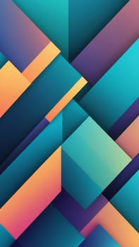 A gradient wallpaper with Geometric shapes using teal and mediumslateblue gradient colors. Generative AI.