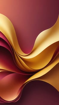 A gradient wallpaper with Sculpted shapes using maroon and gold gradient colors. Generative AI.