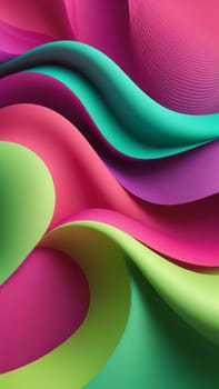 A gradient wallpaper with Waved shapes using fuchsia and palegreen gradient colors. Generative AI.