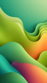 A gradient wallpaper with Irregular shapes using green and papayawhip gradient colors. Generative AI.