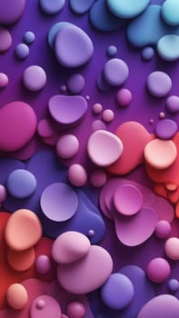 A gradient wallpaper with Pebbled shapes using purple and palevioletred gradient colors. Generative AI.