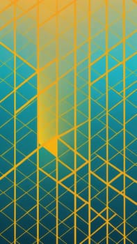 A gradient wallpaper with Grid shapes using teal and goldenrod gradient colors. Generative AI.