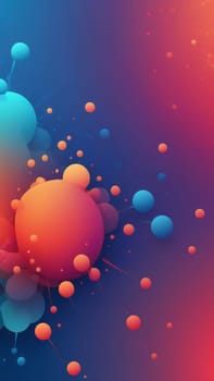 A gradient wallpaper with Splattered shapes using blue and indianred gradient colors. Generative AI.