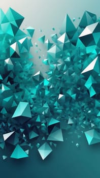 A gradient wallpaper with Crystalline shapes using silver and darkturquoise gradient colors. Generative AI.