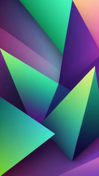 A gradient wallpaper with Prism shapes using green and purple gradient colors. Generative AI.