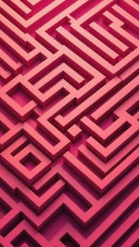 A gradient wallpaper with Labyrinth shapes using fuchsia and maroon gradient colors. Generative AI.