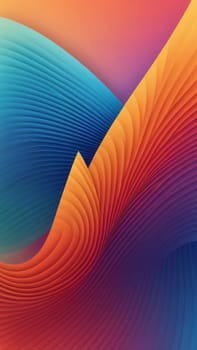 A gradient wallpaper with Fanned shapes using blue and orangered gradient colors. Generative AI.